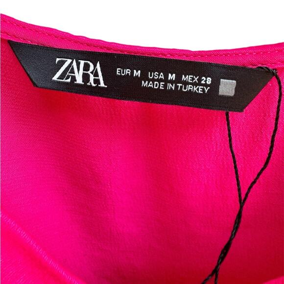 Zara Cropped Satin Tank Top Size Medium Pink - Picture 4 of 9